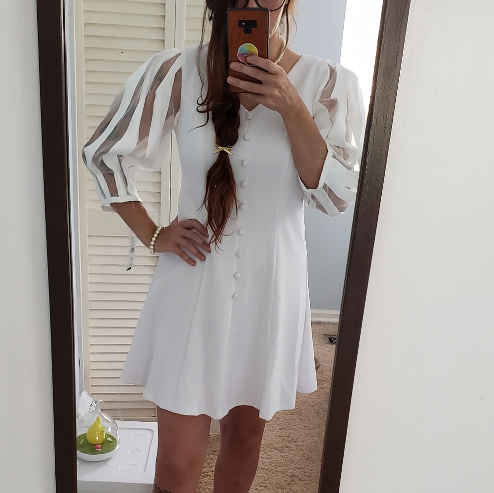 Flirty White Puff Sleeve Dress